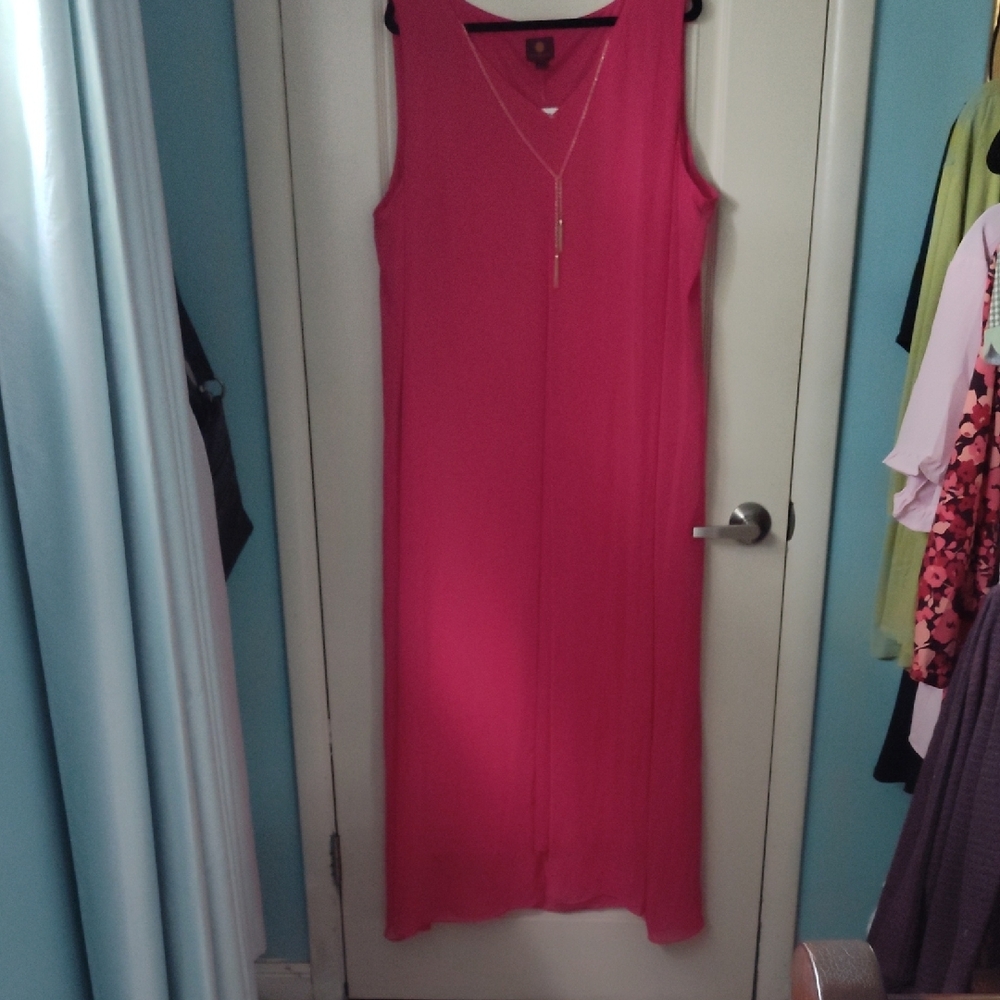 JM Collection Pink Sleeveless V-Neck Sundress
